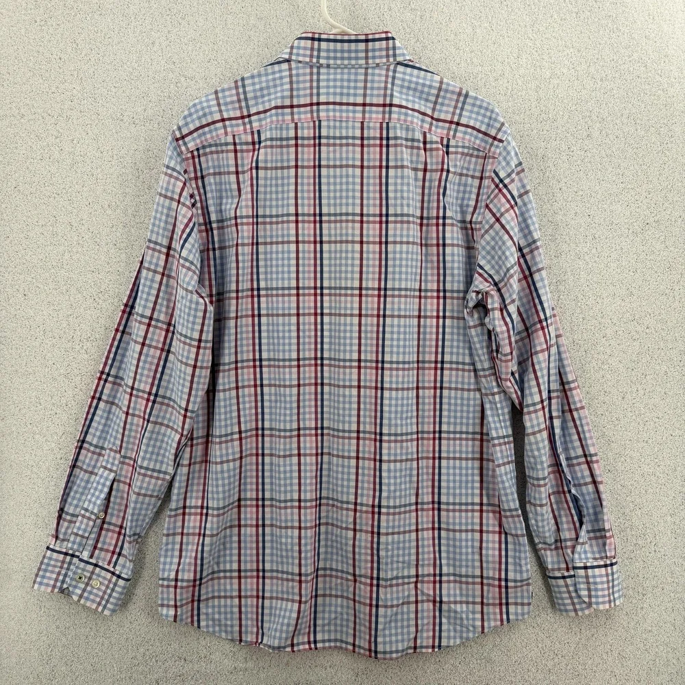 Banana Republic Shirt‎ Mens Large Blue Red Plaid Camden Fit Non-Iron Button Down